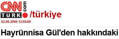 Hayrunnisa Gul in headline from CNN.com türkiye