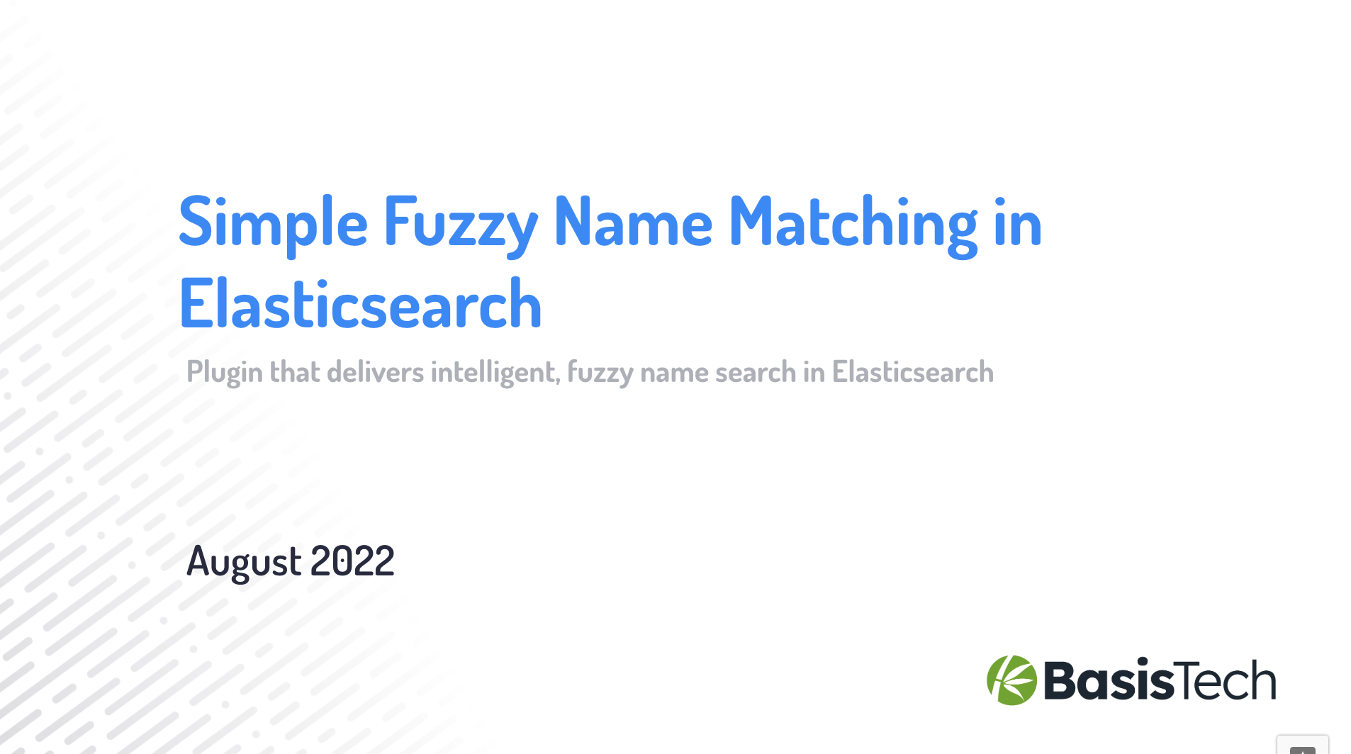 screenshot of slides about simple fuzzy name matching in Elasticsearch